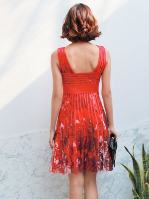 画像3: [送料無料][ERUKEI]レッド・パープル・グリーン・イエロー・立体斜線・プリント・ライン・ミニドレス・ワンピース[即日発送][大きいサイズあり]