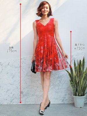 画像5: [送料無料][ERUKEI]レッド・パープル・グリーン・イエロー・立体斜線・プリント・ライン・ミニドレス・ワンピース[即日発送][大きいサイズあり]