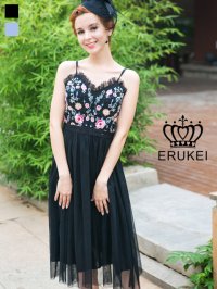 [送料無料][ERUKEI]刺繍・チュール・ミニドレス・ワンピース[即日発送][大きいサイズあり]