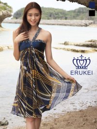 [送料無料][ERUKEI]シルク素材・ストラップビーズ・ミニドレス・ワンピース[即日発送]