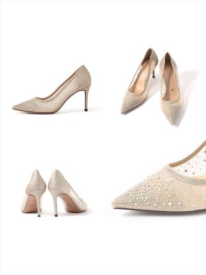 画像5: [送料無料][COMEX][Platino deux]プラチナドゥ・ブラック・シルバー・ゴールド・ピンヒール・ポインテッドトゥ・ラメ・ラインストーン・8cm・パンプス[即日発送]