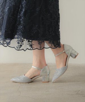 画像3: [haremode]シルバー・ベージュ・ブラック・グリッター・チャンキーヒール・5cm・アンクルストラップ・パンプス[即日発送]