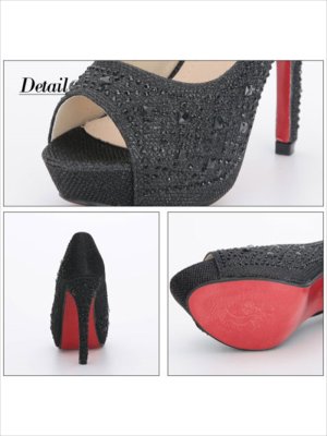 画像6: [BENEDETTA]ホワイト・ブラック・ゴールド・シルバー・オープントゥ・ビジュー・前厚・12.5cmヒール・ハイヒール・パンプス[即日発送]