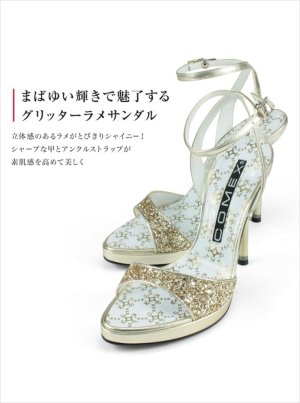 画像3: [送料無料][comex]シルバー・ゴールド・ブラック・ピンヒール・アンクルストラップ・12cm・ハイヒール・ラメ・サンダル[大きいサイズあり]