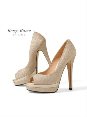 画像3: [送料無料][COMEX]ベージュ・シルバー・ピンクベージュエナメル・ブラック×レッド・オープントゥ・厚底・プラットフォーム・14cmヒール・ハイヒール・パンプス[大きいサイズあり]