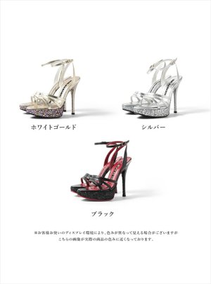 画像9: [送料無料][COMEX]シルバー・ゴールド・ブラック・ハイヒール・ピンヒール・ラメ・ヒール13cm・アンクルストラップ・厚底・サンダル[大きいサイズあり]