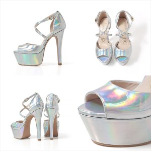 画像9: [送料無料][COMEX][Blue Buterfly]ブルーバタフライ・ピンクベージュ・シルバー・エナメル・2026新作・14cmヒール・厚底・セパレート・ストラップ・パンプス[大きいサイズあり]