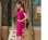 画像6: [SALE品のため返品不可][ERUKEI]パープル・オレンジ・ピンク・キュート・リボン・花柄・タイト・ミディアムドレス・ワンピース[即日発送][大きいサイズあり]