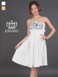 [送料無料][ERUKEI]胸元フラワー・ウエストリボン・ベア・ミニドレス・ワンピース[即日発送]