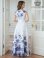 画像9: [送料無料][GINZA COUTURE]ホワイト×ブラウン・ホワイト×パープル・ホワイト×グリーン・ホワイト×ブラック・ホワイト×レッド・ホワイト×ブルー・フラワープリント・Aライン・ロングドレス[即日発送][大きいサイズあり]