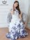画像12: [送料無料][GINZA COUTURE]ホワイト×ブラウン・ホワイト×パープル・ホワイト×グリーン・ホワイト×ブラック・ホワイト×レッド・ホワイト×ブルー・フラワープリント・Aライン・ロングドレス[即日発送][大きいサイズあり]