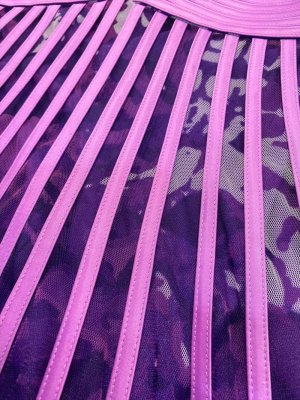 画像6: [送料無料][ERUKEI]レッド・パープル・グリーン・イエロー・立体斜線・プリント・ライン・ミニドレス・ワンピース[即日発送][大きいサイズあり]