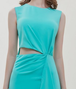 画像11: [送料無料][ERUKEI]グリーン・イエロー・ピンク・シンプル・タイト・ウエストカット・ミディアムドレス・ワンピース[即日発送][大きいサイズあり]