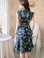 画像9: [送料無料][GINZA COUTURE]レッド・ブルー・イエロー・花柄・フリルリーブ・ハイウエスト・Aライン・ミディアムドレス・ワンピース[即日発送][大きいサイズあり]