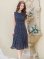 画像9: [送料無料][GINZA COUTURE]レッド・ネイビー・ブラック・ドット・ハイウエスト・ノースリーブ・Aライン・ミディアムドレス・ワンピース[即日発送][大きいサイズあり]
