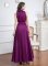 画像3: [送料無料][GINZA COUTURE]パープル・ロイヤルブルー・ブルー・ピンク・レッド・ラベンダー・ホワイト・ワインレッド・首元フリル・シンプル・ウエストマーク・マキシ・ノースリーブ・Aライン・ロングドレス[即日発送][大きいサイズあり]