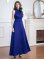 画像2: [送料無料][GINZA COUTURE]ロイヤルブルー・ブルー・ピンク・レッド・ラベンダー・パープル・ホワイト・ワインレッド・首元フリル・シンプル・ウエストマーク・マキシ・ノースリーブ・Aライン・ロングドレス[即日発送][大きいサイズあり] (2)