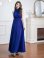 画像8: [送料無料][GINZA COUTURE]パープル・ロイヤルブルー・ブルー・ピンク・レッド・ラベンダー・ホワイト・ワインレッド・首元フリル・シンプル・ウエストマーク・マキシ・ノースリーブ・Aライン・ロングドレス[即日発送][大きいサイズあり]
