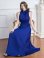 画像6: [送料無料][GINZA COUTURE]ロイヤルブルー・ブルー・ピンク・レッド・ラベンダー・パープル・イエロー・首元フリル・シンプル・ウエストマーク・マキシ・ノースリーブ・Aライン・ロングドレス[即日発送][大きいサイズあり]