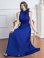 画像5: [送料無料][GINZA COUTURE]ロイヤルブルー・ブルー・ピンク・レッド・ラベンダー・パープル・ホワイト・ワインレッド・首元フリル・シンプル・ウエストマーク・マキシ・ノースリーブ・Aライン・ロングドレス[即日発送][大きいサイズあり]