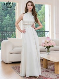 [送料無料][GINZA COUTURE]ホワイト・ロイヤルブルー・ブルー・ピンク・レッド・ラベンダー・パープル・ワインレッド・首元フリル・シンプル・エストマーク・マキシ・ノースリーブ・Aライン・ロングドレス[即日発送][大きいサイズあり]