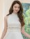 画像4: [送料無料][GINZA COUTURE]ホワイト・ロイヤルブルー・ブルー・ピンク・レッド・ラベンダー・パープル・ワインレッド・首元フリル・シンプル・エストマーク・マキシ・ノースリーブ・Aライン・ロングドレス[即日発送][大きいサイズあり]