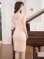 画像15: [送料無料][GINZA COUTURE]ワインレッド・ブルー・ピンク・スクエアネック・シンプル・タイト・ミディアムドレス・ワンピース[即日発送][大きいサイズあり]