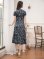 画像3: [送料無料][GINZA COUTURE]ブラック×ブルー・ホワイト×ブルー・半袖・プリント・Aライン・ミディアムドレス・ワンピース[即日発送][大きいサイズあり]