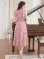 画像3: [送料無料][GINZA COUTURE]ピンク・フラワープリント・Aライン・プチハイネック・ミディアムドレス・ワンピース[即日発送][大きいサイズあり]
