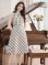 画像1: [送料無料][GINZA COUTURE]ブラック×イエロー・ブラック×レッド・チェック・ツイード・Aライン・ノースリーブ・ミディアムドレス・ワンピース[即日発送][大きいサイズあり] (1)