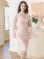 画像8: [送料無料][GINZA COUTURE]ホワイト・ピンク・総レース・タイト・７分袖・フリルスリーブ・ミディアムドレス・ワンピース[即日発送][大きいサイズあり]
