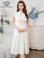 画像1: [送料無料][GINZA COUTURE]アイボリー・ホワイト×ピンク・ホワイト×イエロー・ロイヤルブルー・ベージュ×グレー・サテン・プリント・花柄・リボン・ノースリーブ・Aライン・ミディアムドレス・ワンピース[即日発送][大きいサイズあり] (1)