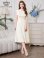 画像5: [送料無料][GINZA COUTURE]アイボリー・ホワイト×ピンク・ホワイト×イエロー・ロイヤルブルー・ベージュ×グレー・サテン・プリント・花柄・リボン・ノースリーブ・Aライン・ミディアムドレス・ワンピース[即日発送][大きいサイズあり] (5)