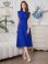 画像5: [送料無料][GINZA COUTURE]ロイヤルブルー・アイボリー・ホワイト×ピンク・ホワイト×イエロー・ベージュ×グレー・ベージュ×グレー・サテン・プリント・花柄・リボン・ノースリーブ・Aライン・ミディアムドレス・ワンピース[即日発送][大きいサイズあり] (5)