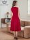 画像3: [送料無料][GINZA COUTURE]ワインレッド・ワンカラー・サテン・シンプル・ノースリーブ・切替・Aライン・フレア・ミディアムドレス・ワンピース[即日発送][大きいサイズあり] (3)