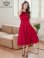 画像5: [送料無料][GINZA COUTURE]ワインレッド・ワンカラー・サテン・シンプル・ノースリーブ・切替・Aライン・フレア・ミディアムドレス・ワンピース[即日発送][大きいサイズあり] (5)