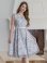 画像2: [送料無料][GINZA COUTURE]ブルー・ピンク・フレンチ・フリルスリーブ・総レース・Aライン・ミディアムドレス・ワンピース[即日発送][大きいサイズあり] (2)