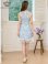 画像3: [送料無料][GINZA COUTURE]ブルー×ホワイト・ピンク×ホワイト・レース・Vネック・ノースリーブ・切替・Aライン・ミニドレス・ワンピース[即日発送][大きいサイズあり]