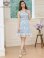 画像5: [送料無料][GINZA COUTURE]ブルー×ホワイト・ピンク×ホワイト・レース・Vネック・ノースリーブ・切替・Aライン・ミニドレス・ワンピース[即日発送][大きいサイズあり]