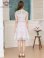 画像9: [送料無料][GINZA COUTURE]ブルー×ホワイト・ピンク×ホワイト・レース・Vネック・ノースリーブ・切替・Aライン・ミニドレス・ワンピース[即日発送][大きいサイズあり]