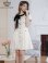 画像2: [送料無料][GINZA COUTURE]アイボリー・ネイビー・ピンク・バイカラー・半袖・リボン・ボタン・プリーツ・Aライン・ミニドレス・ワンピース[即日発送][大きいサイズあり] (2)