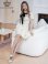 画像6: [送料無料][GINZA COUTURE]アイボリー・ネイビー・ピンク・バイカラー・半袖・リボン・ボタン・プリーツ・Aライン・ミニドレス・ワンピース[即日発送][大きいサイズあり]
