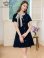 画像8: [送料無料][GINZA COUTURE]アイボリー・ネイビー・ピンク・バイカラー・半袖・リボン・ボタン・プリーツ・Aライン・ミニドレス・ワンピース[即日発送][大きいサイズあり]