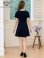 画像9: [送料無料][GINZA COUTURE]アイボリー・ネイビー・ピンク・バイカラー・半袖・リボン・ボタン・プリーツ・Aライン・ミニドレス・ワンピース[即日発送][大きいサイズあり]
