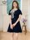 画像12: [送料無料][GINZA COUTURE]アイボリー・ネイビー・ピンク・バイカラー・半袖・リボン・ボタン・プリーツ・Aライン・ミニドレス・ワンピース[即日発送][大きいサイズあり]