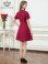 画像3: [送料無料][GINZA COUTURE]レッド・ピンク・イエロー・アイボリー・ネイビー・グレー・バイカラー・半袖・Aライン・リボン・ボタン・シンプル・ミニドレス・ワンピース[即日発送][大きいサイズあり] (3)