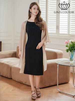 画像5: [GINZA COUTURE]ベージュ・ブラック・金糸・シンプル・エレガント・パーティー・三角・ショール・ストール[即日発送]