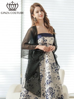 画像2: [GINZA COUTURE]ブラック・ホワイト・ピンク・レッド・ベージュ・金糸・シンプル・エレガント・パーティー・三角・ショール・ストール[即日発送]