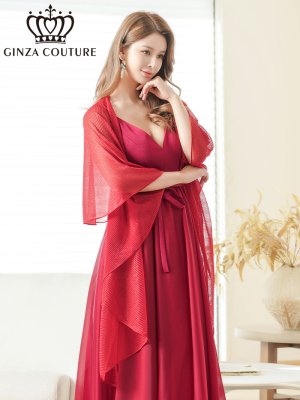 画像8: [GINZA COUTURE]ブラック・ホワイト・ピンク・レッド・ベージュ・金糸・シンプル・エレガント・パーティー・三角・ショール・ストール[即日発送]