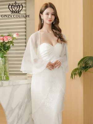 画像3: [GINZA COUTURE]ブラック・ホワイト・ピンク・レッド・ベージュ・金糸・シンプル・エレガント・パーティー・三角・ショール・ストール[即日発送]